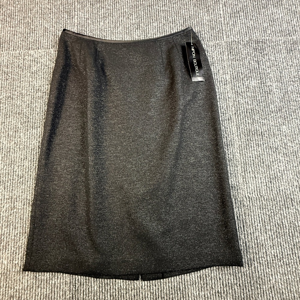 NWT Nipon Boutique Womens Size 10 Black Metallic Shimmer Pencil Skirt CDK11A003